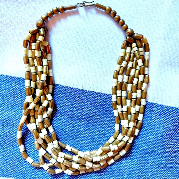 Vintage Jewelry - Vintage 1960s Two Tone Beaded Choker Necklace